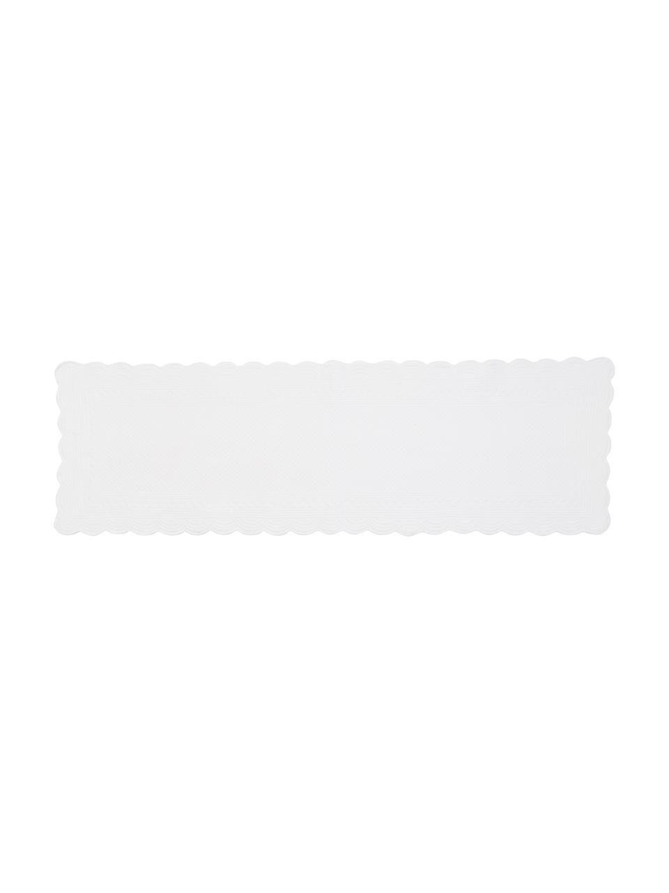 Baumwoll-Tischläufer Boutis mit Verzierungen und runden Kanten, Baumwolle, Weiß, 50 x 150 cm