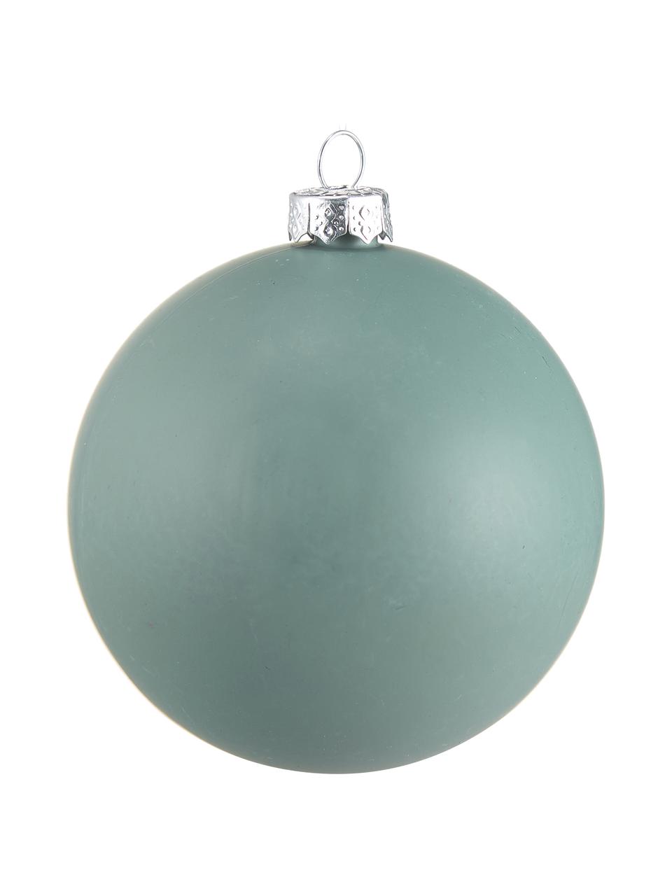 Boules de Noël Ammos, 12 élém., Plastique, Vert sauge, Lot de différentes tailles