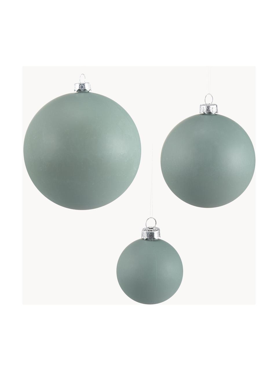 Set de bolas de Navidad Ammos, 12 uds., Plástico, Verde salvia, Set de diferentes tamaños