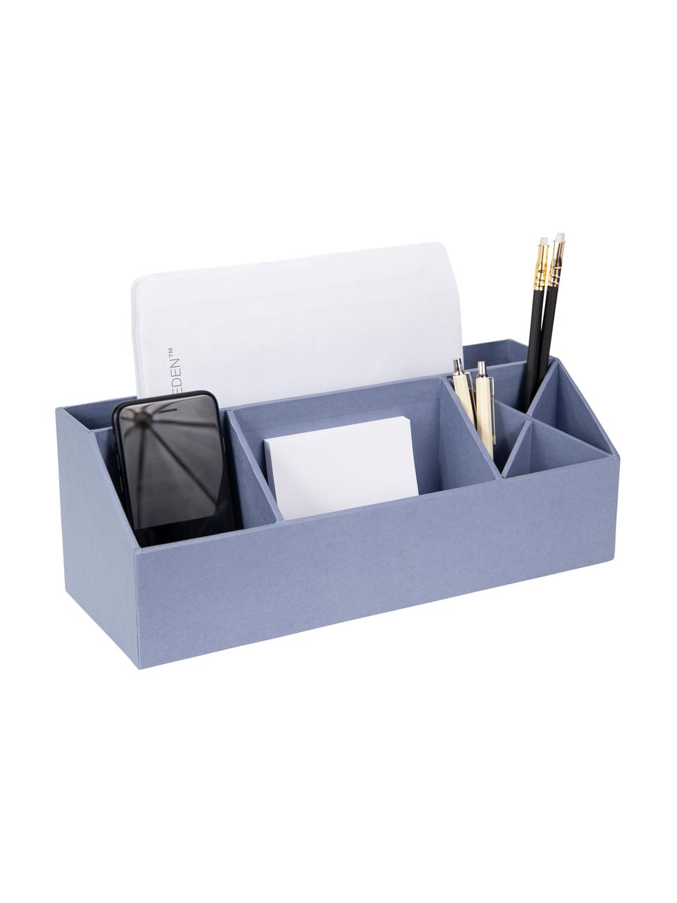 Boîte à fournitures Elisa, Carton laminé rigide, Tons bleus, larg. 33 x haut. 13 cm