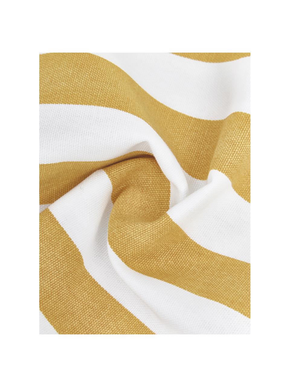 Housse de coussin rayée Timon, 100 % coton, Jaune, blanc, larg. 40 x long. 40 cm