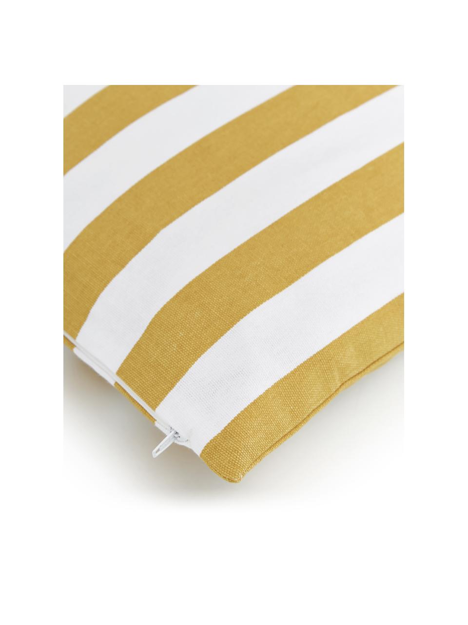 Housse de coussin rayée Timon, 100 % coton, Jaune, blanc, larg. 40 x long. 40 cm