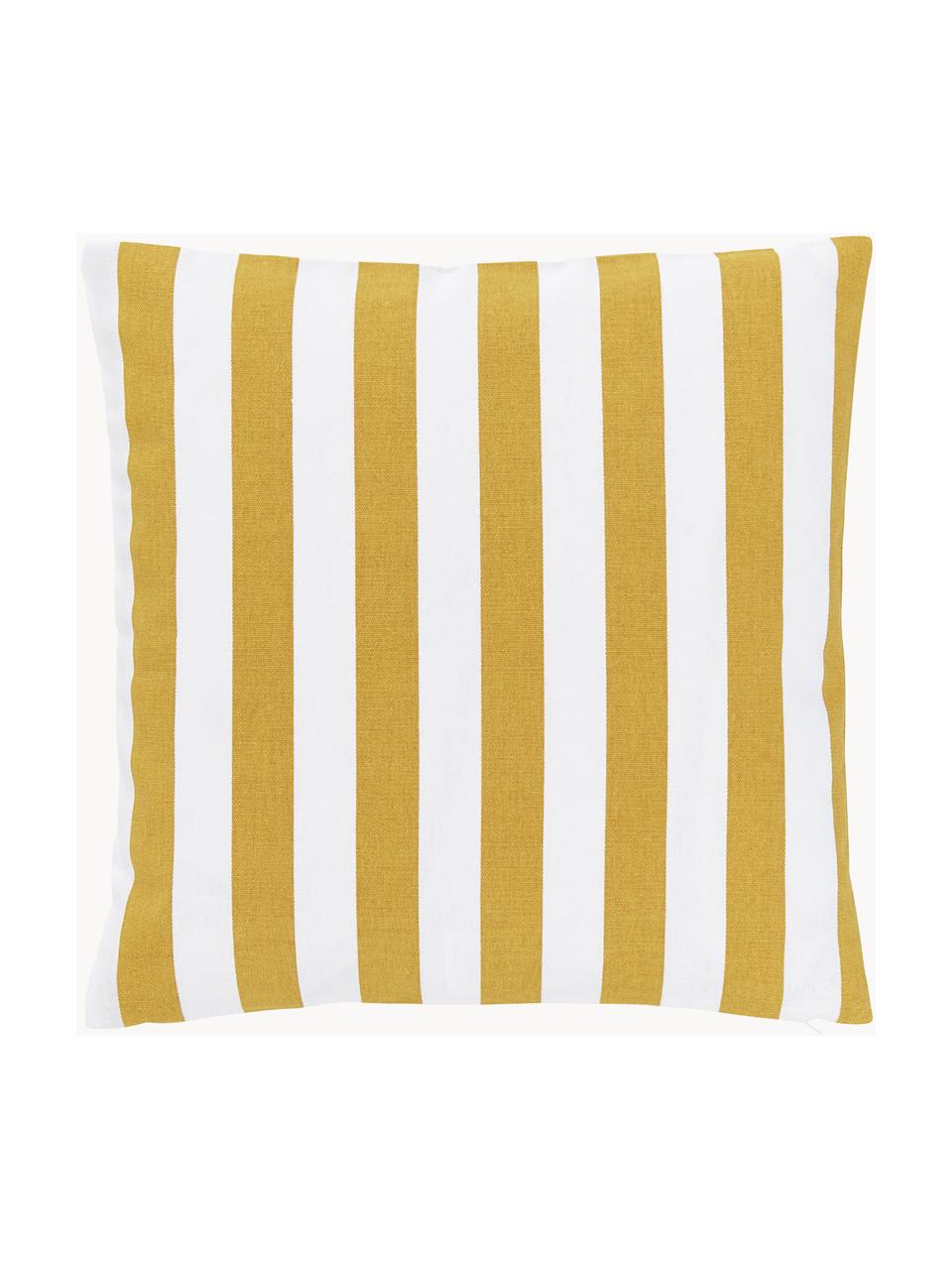 Housse de coussin rayée Timon, 100 % coton, Jaune, blanc, larg. 40 x long. 40 cm