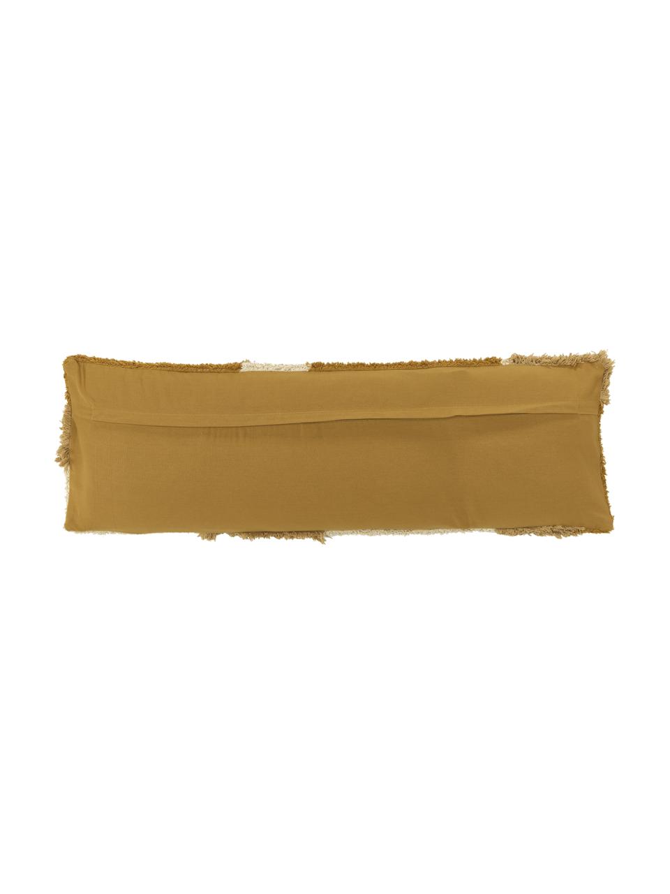 Bavlněný povlak na polštář s vyšívanými detaily Lago, 100 % bavlna, Hořčicově žlutá, krémová, Š 35 cm, D 110 cm