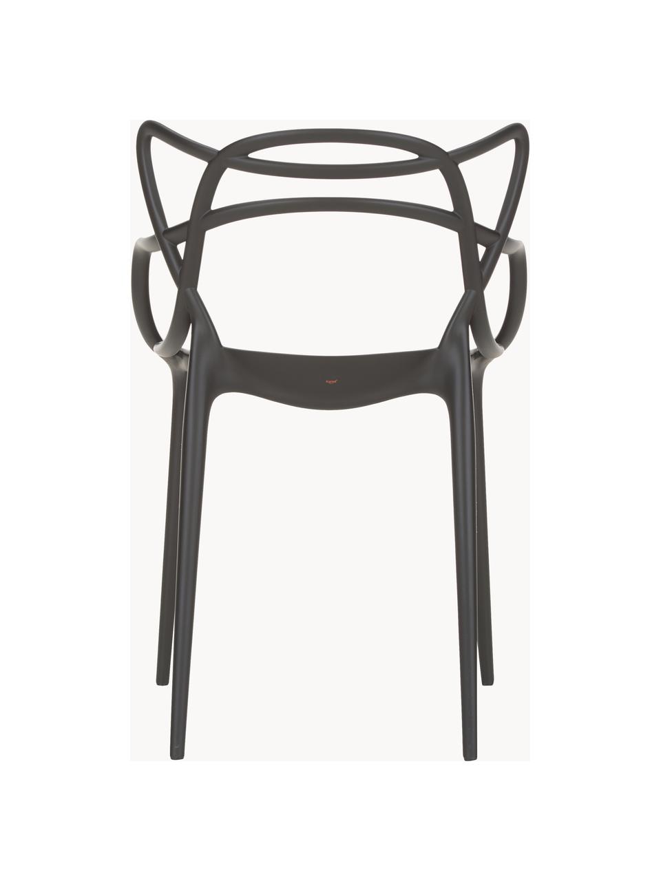 Krzesło z podłokietnikami Masters, 2 szt., Tworzywo sztuczne, Czarny, S 57 x G 47 cm