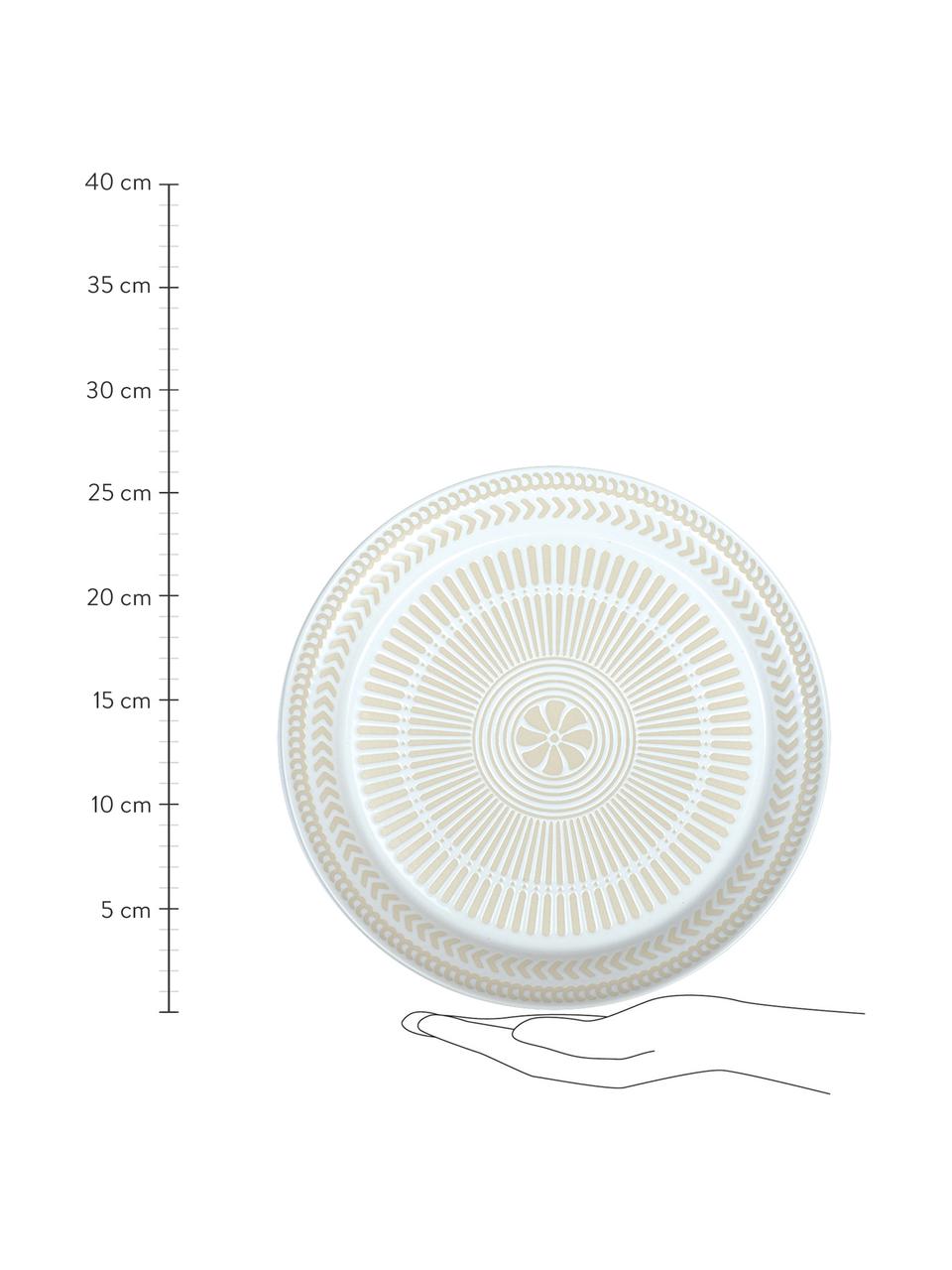 Porzellan-Speiseteller Sonia mit erhabener gemusterter Innenseite, 2 Stück, Porzellan, Weiß, Ø 27 cm