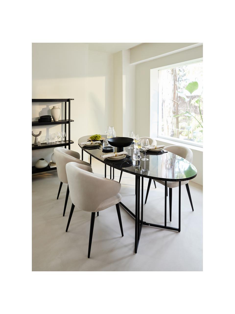 Sedia moderna in velluto Celia, Rivestimento: velluto (poliestere) Il r, Gambe: metallo verniciato a polv, Velluto beige, Larg. 57 x Prof. 62 cm