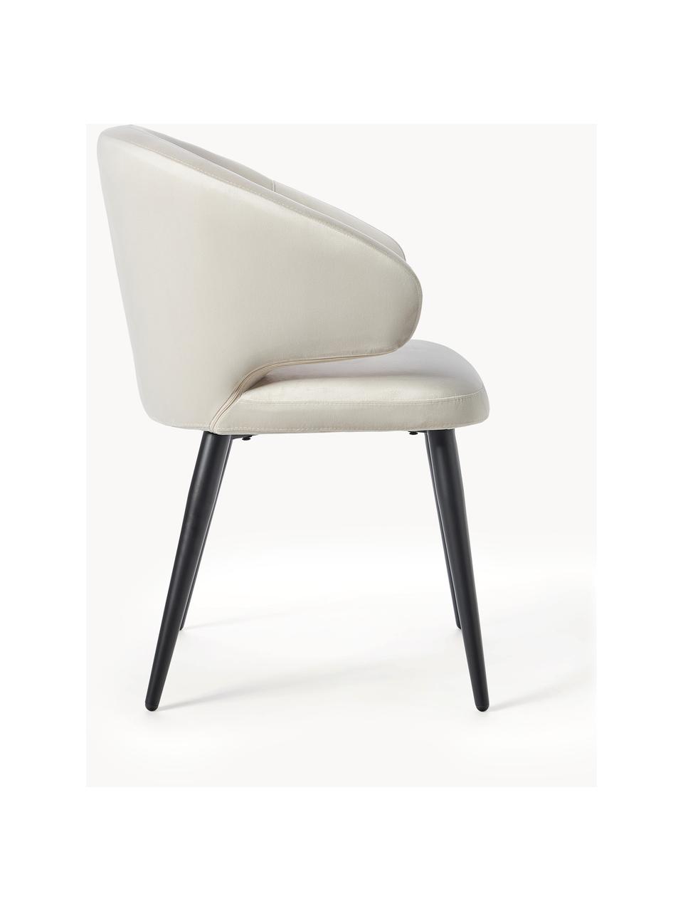 Sametová židle s područkami v moderním designu Celia, Světle béžová, Š 60 cm, H 62 cm