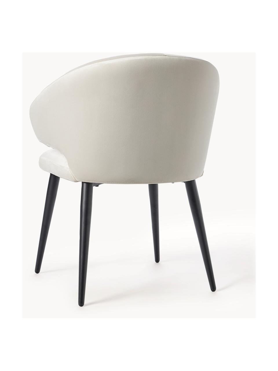 Zamatová stolička s opierkami v modernom dizajne Celia, Zamatová svetlobéžová, Š 60 x V 79 cm