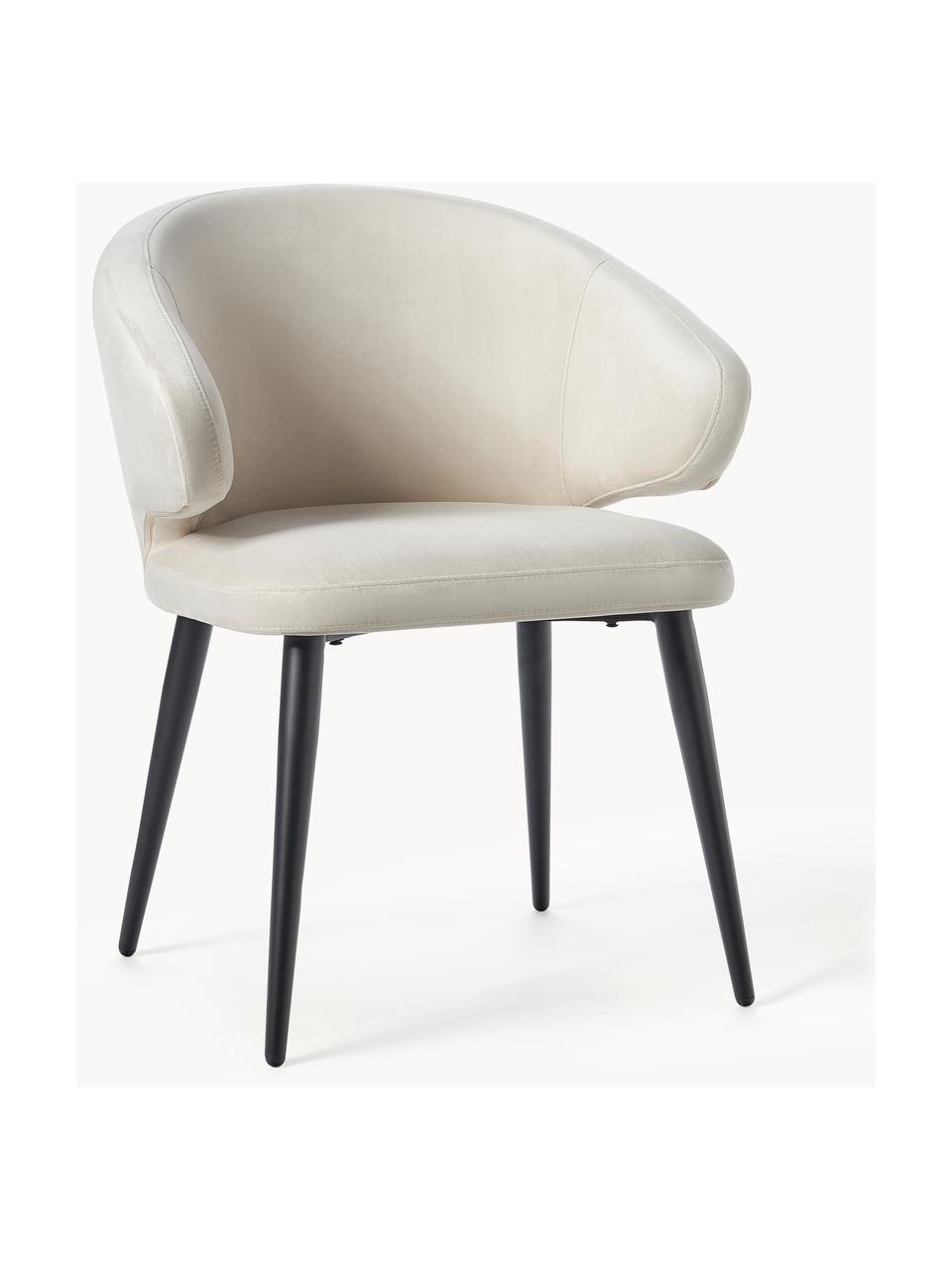 Sametová židle s područkami v moderním designu Celia, Světle béžová, Š 60 cm, H 62 cm