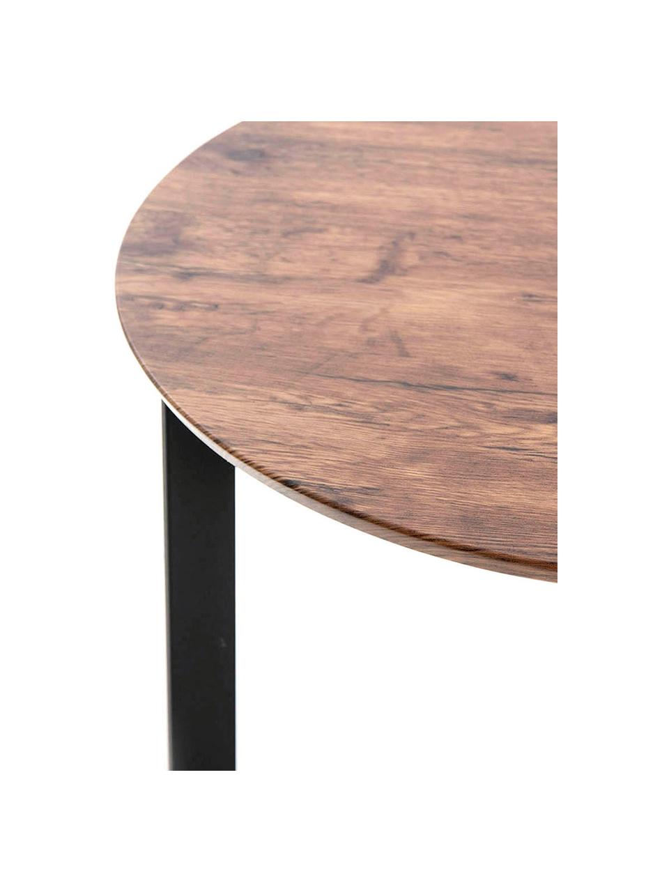 Mesa auxiliar Pati, estilo vintage, Patas: acero inoxidable, Tablero: madera, Marrón, negro, Ø 60 x Al 38 cm