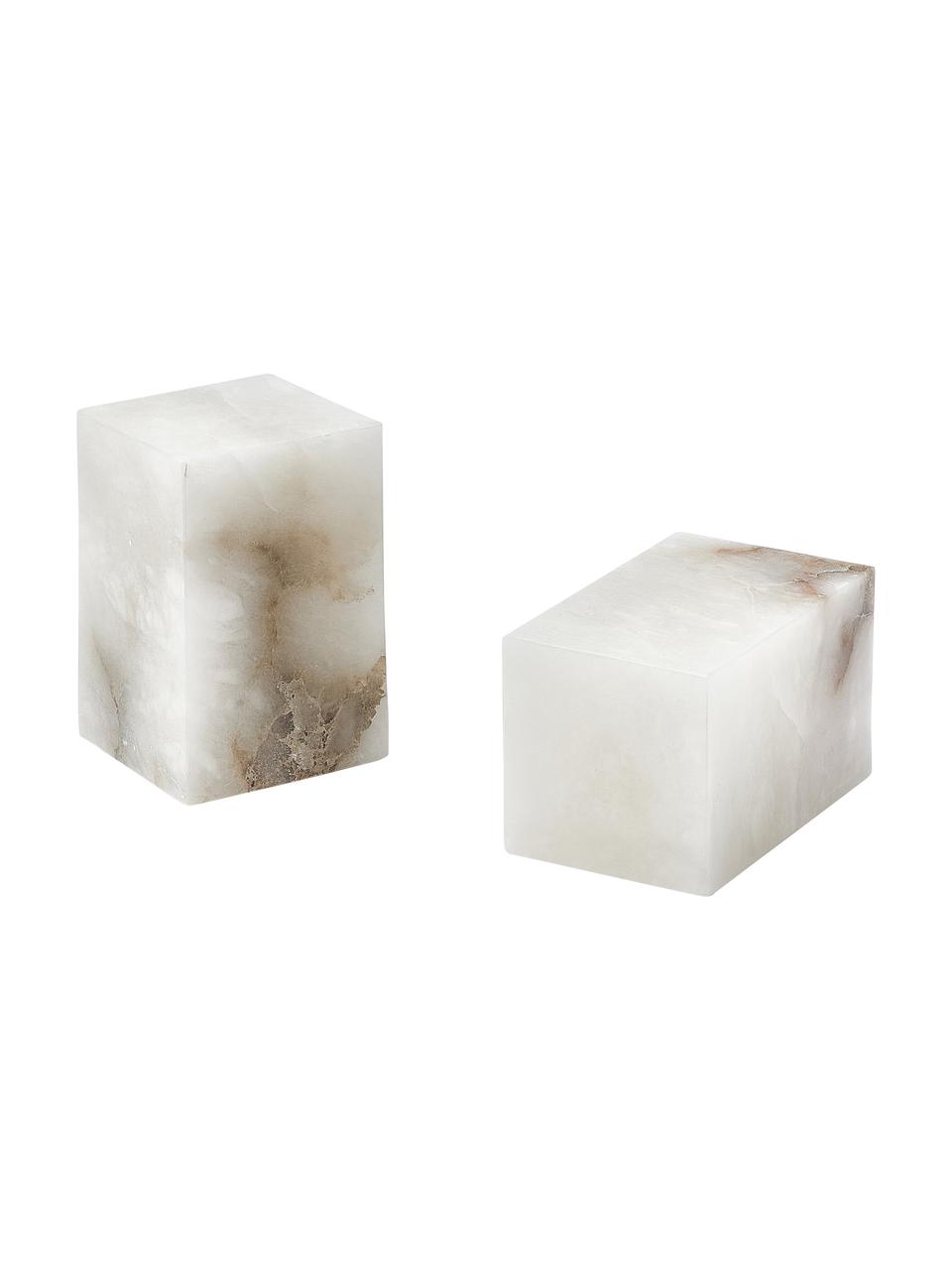 Sujetalibros Nell, 2 uds., Piedra, Mármol beige, An 10 x Al 16 cm