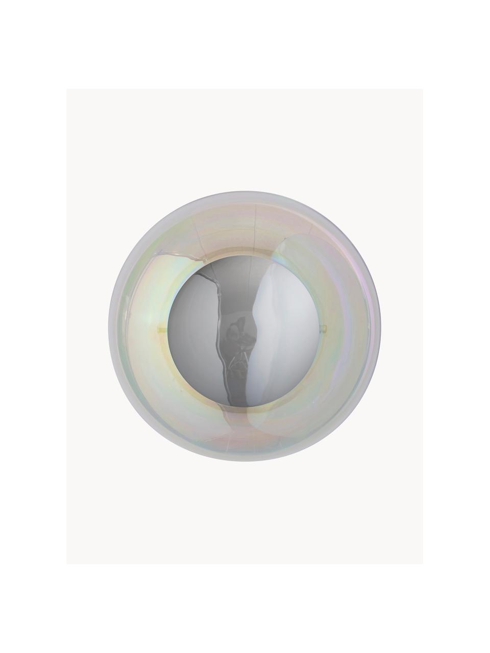 Mondgeblazen wandlamp Horizon, Lampenkap: mondgeblazen glas, Iriserend, zilverkleurig, Ø 21 x D 17 cm