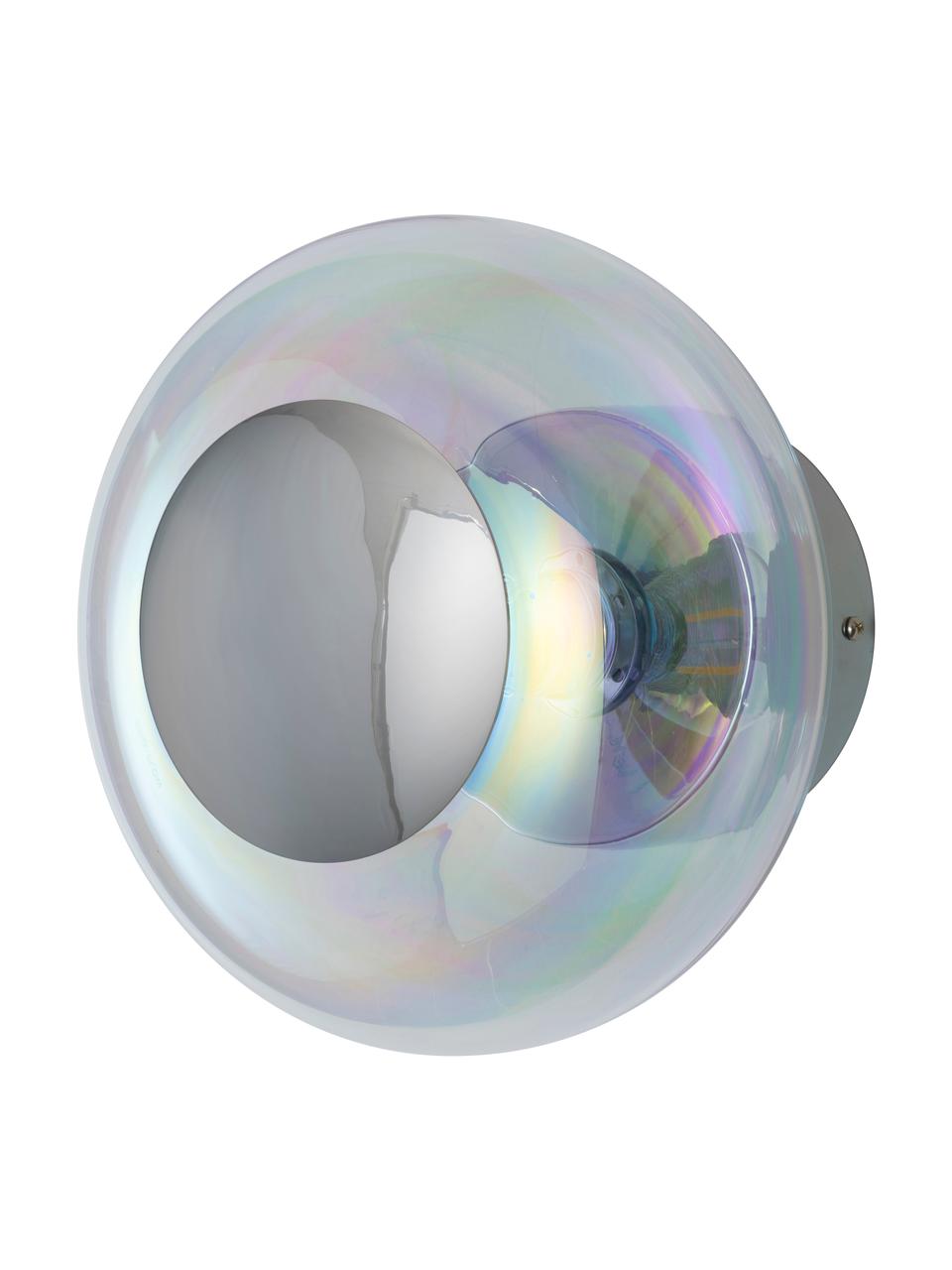 Kleine Wand- und Deckenleuchte Horizon, mundgeblasen, Lampenschirm: Glas, mundgeblasen, Irisierend, Silberfarben, Ø 21 x T 17 cm