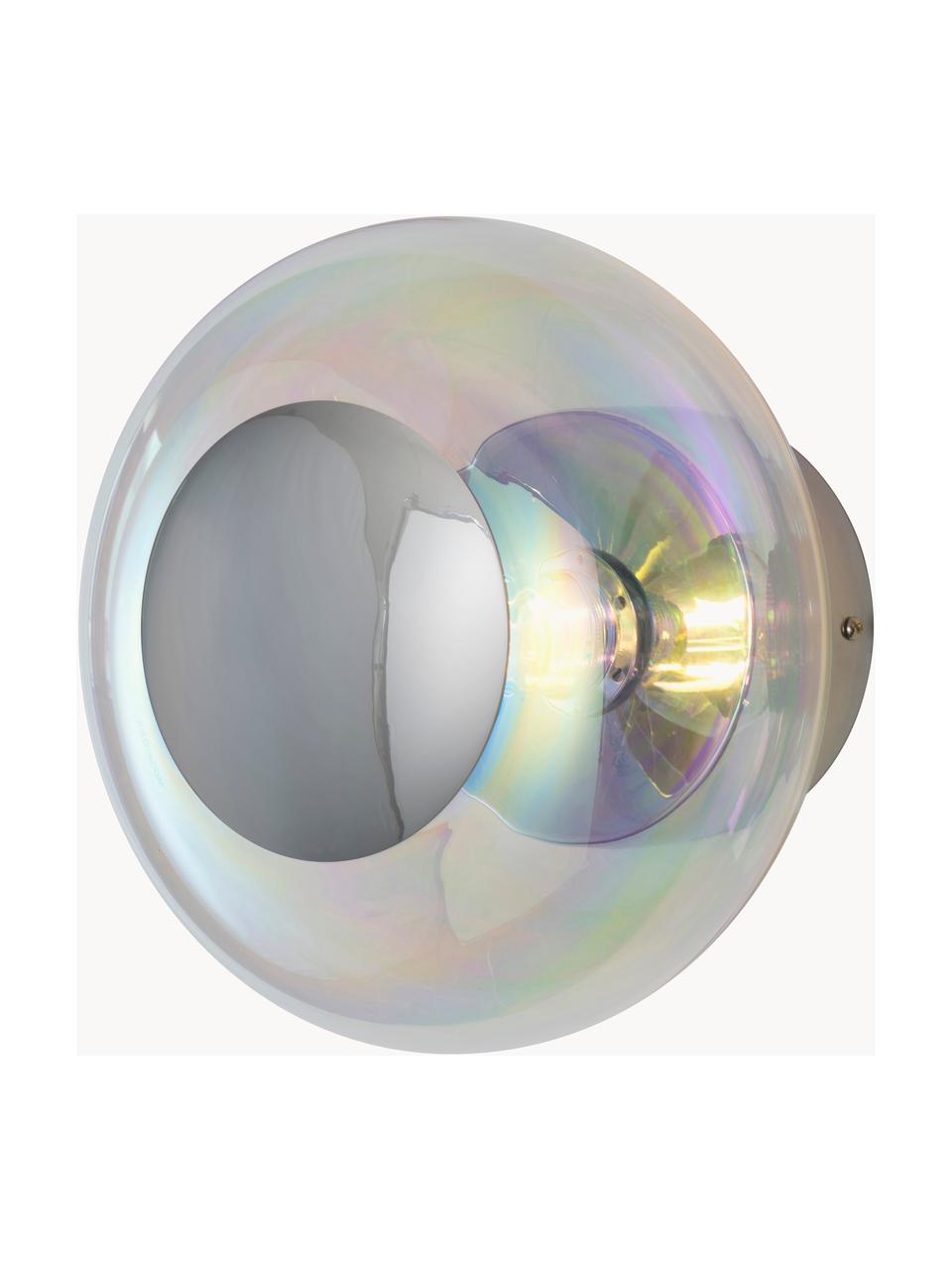 Mundgeblasene Wandleuchte Horizon, Lampenschirm: Glas, mundgeblasen, Irisierend, Silberfarben, Ø 21 x T 17 cm