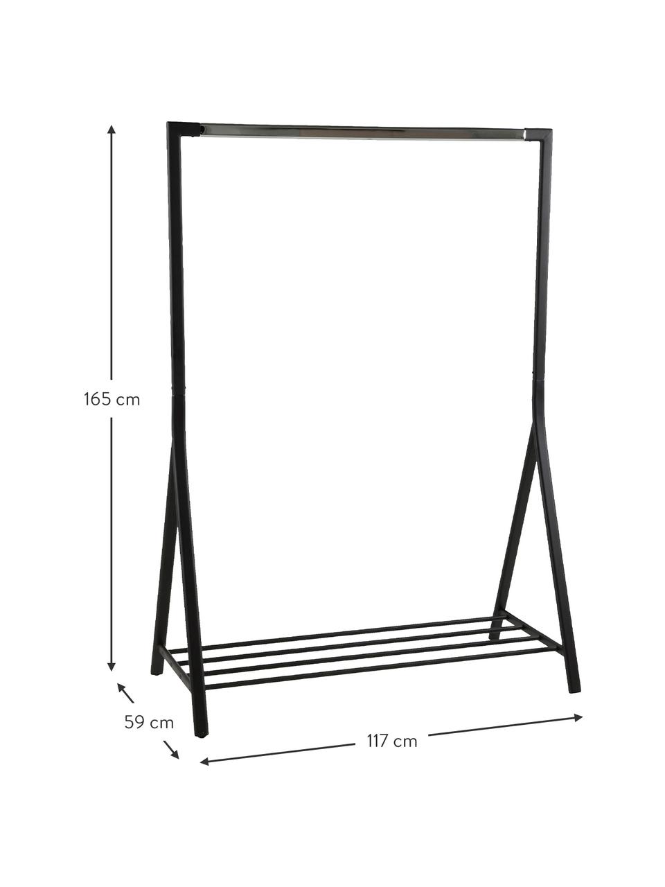 Kledingstang Brent, Gepoedercoat metaal, Zwart, B 117 x D 59 cm