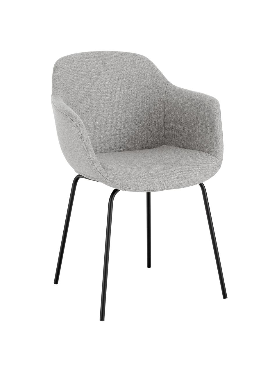Petite chaise scandinave gris Fiji, Tissu gris clair, noir, larg. 58 x prof. 56 cm