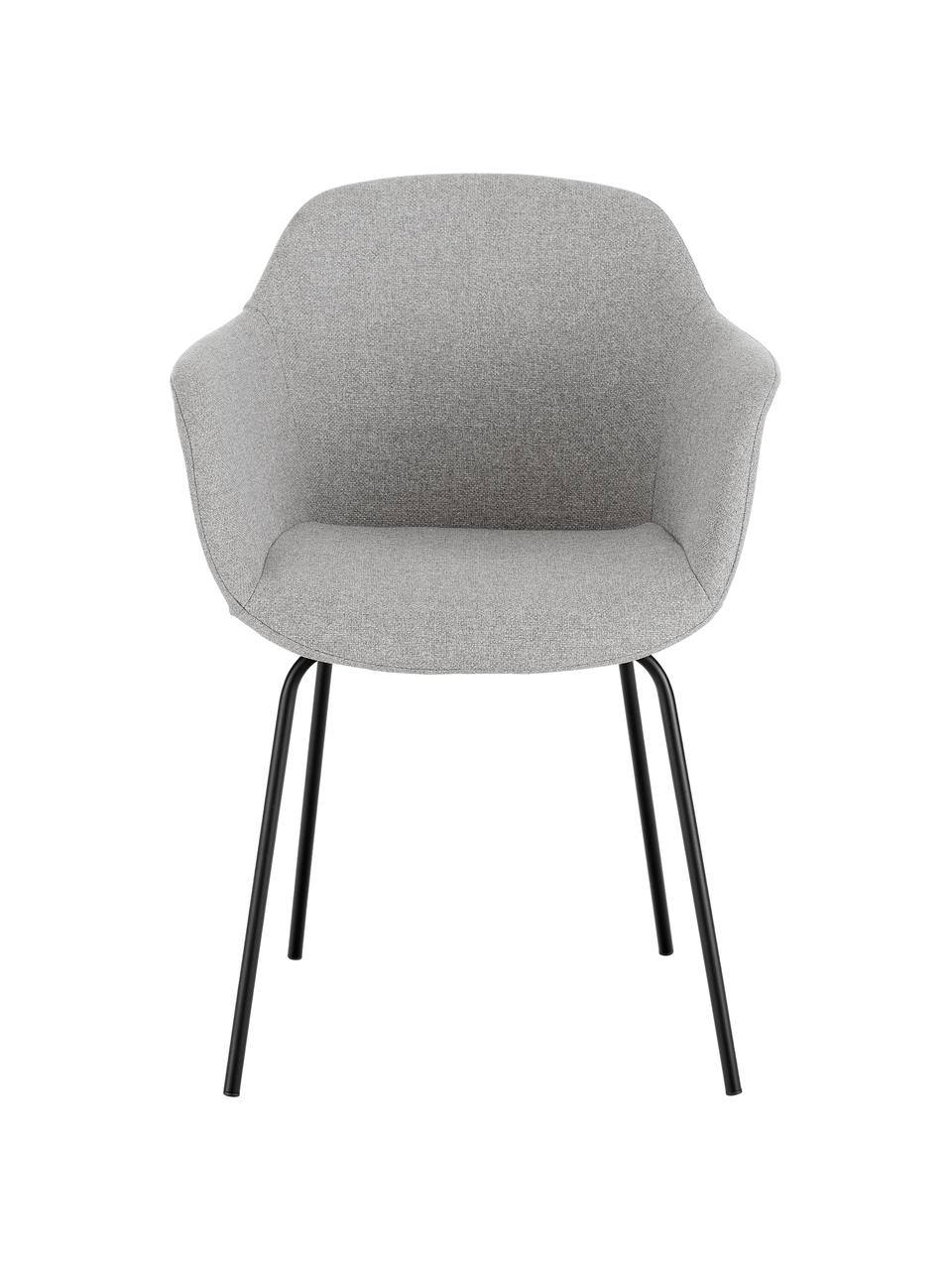 Silla pequeña con reposabrazos Fiji, Tapizado: poliéster Alta resistenci, Patas: metal con pintura en polv, Tejido gris claro, An 58 x F 56 cm