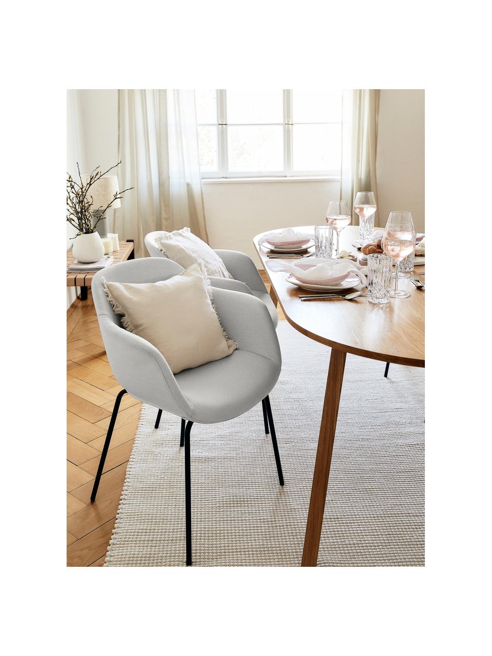 Petite chaise scandinave gris Fiji, Tissu gris clair, larg. 58 x prof. 56 cm