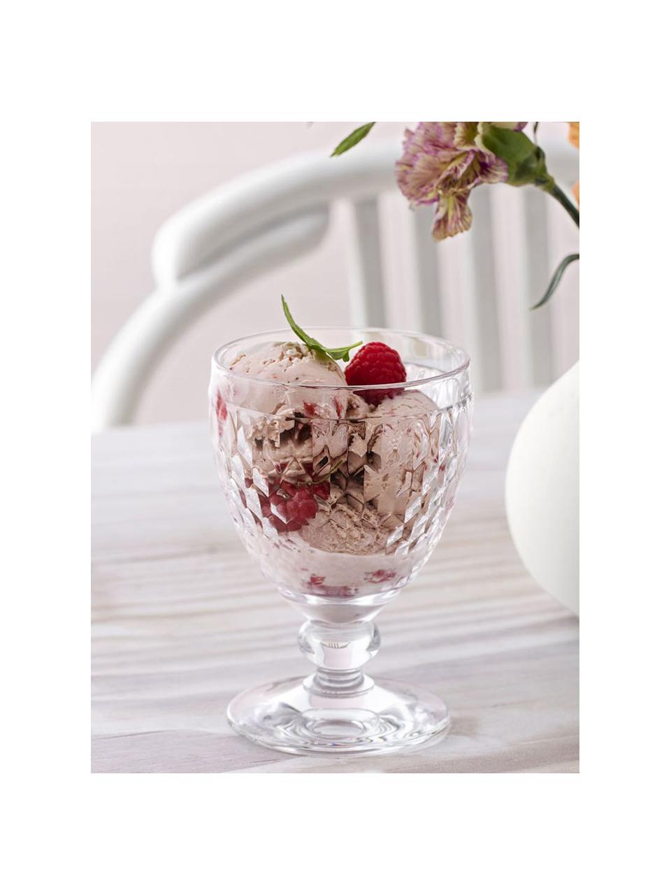 Bicchiere in cristallo con rilievo Boston 4 pz, Cristallo, Trasparente, Ø 10 x Alt. 14 cm, 350 ml