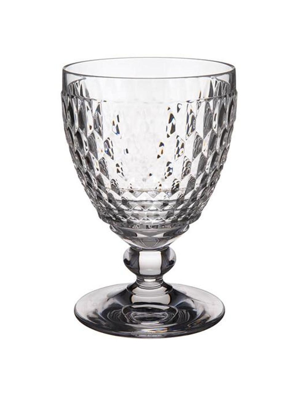 Verre à eau en cristal à embossages décoratifs Boston, 4 pièces, Cristal, Transparent, Ø 10 x haut. 14 cm, 350 ml