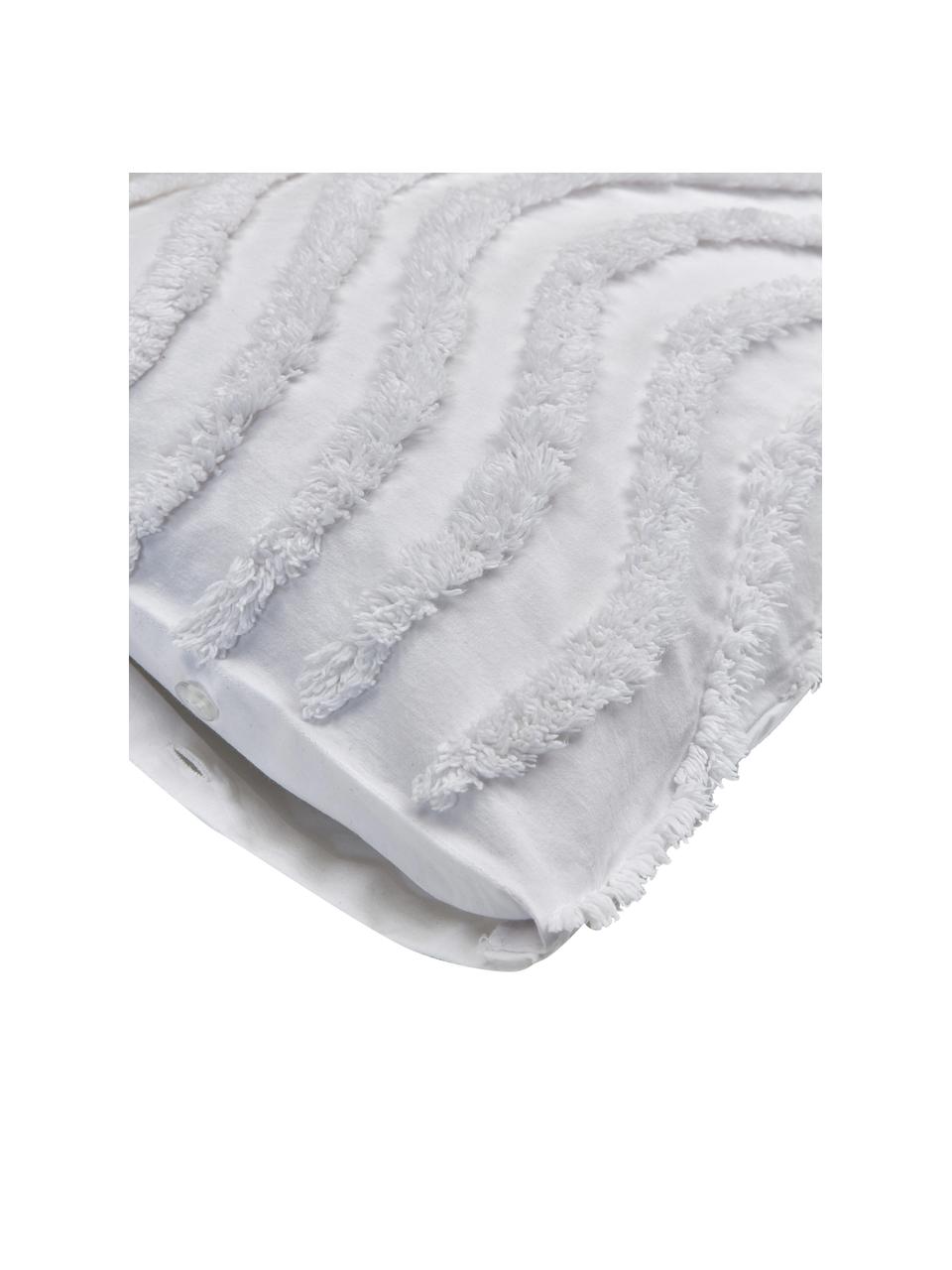 Taie d'oreiller en percale de coton tuftée Felia, 2 pièces, Blanc, larg. 40 x long. 80 cm