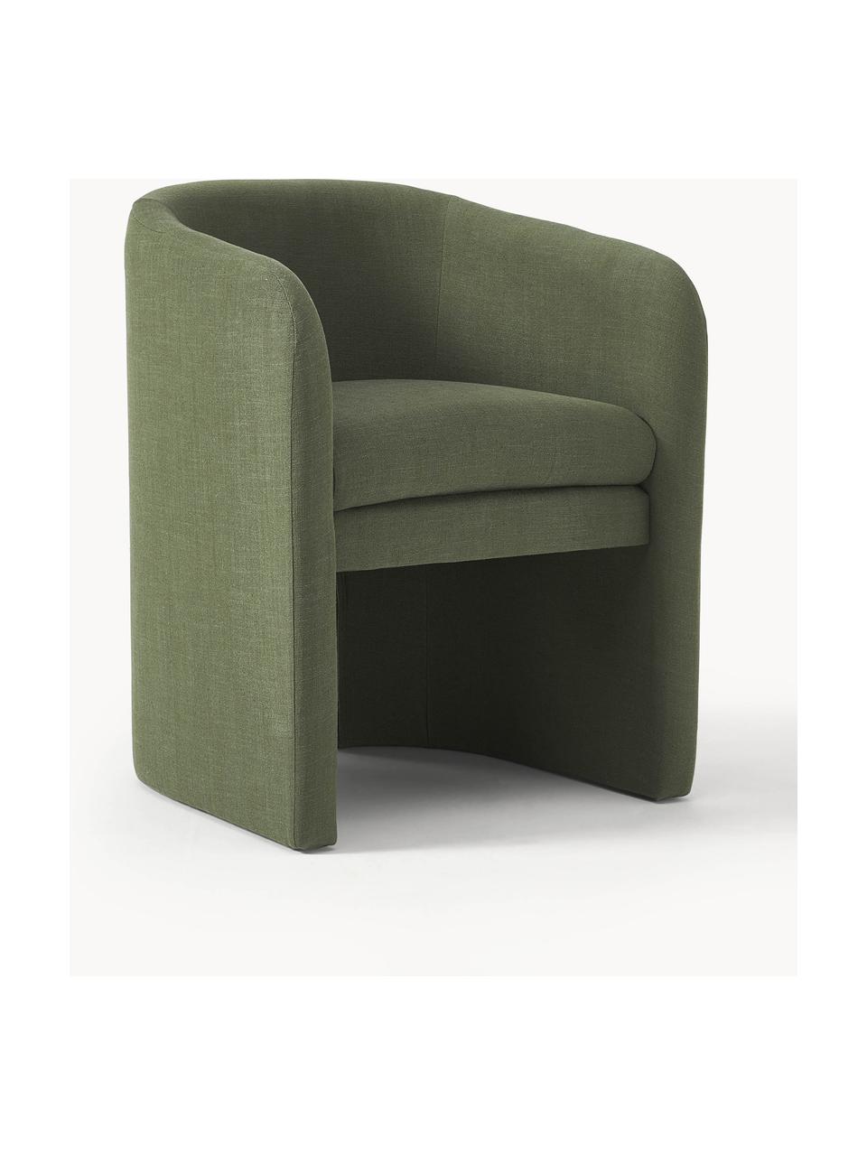 Sedia con braccioli Mairo, Rivestimento: 54% poliestere, 36% visco, Struttura: legno di pino massiccio, , Tessuto verde scuro, Larg. 62 x Alt. 77 cm