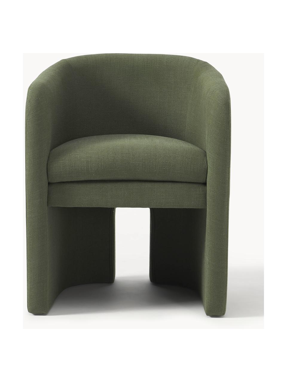 Chaise rembourrée Mairo, Tissu vert foncé, larg. 62 x haut. 77 cm