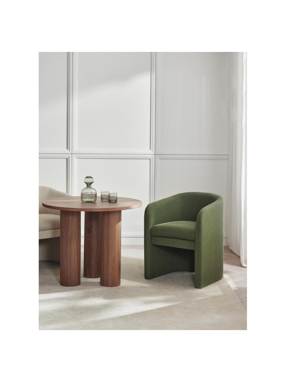 Sedia con braccioli Mairo, Rivestimento: 54% poliestere, 36% visco, Struttura: legno di pino massiccio, , Tessuto verde scuro, Larg. 62 x Alt. 77 cm