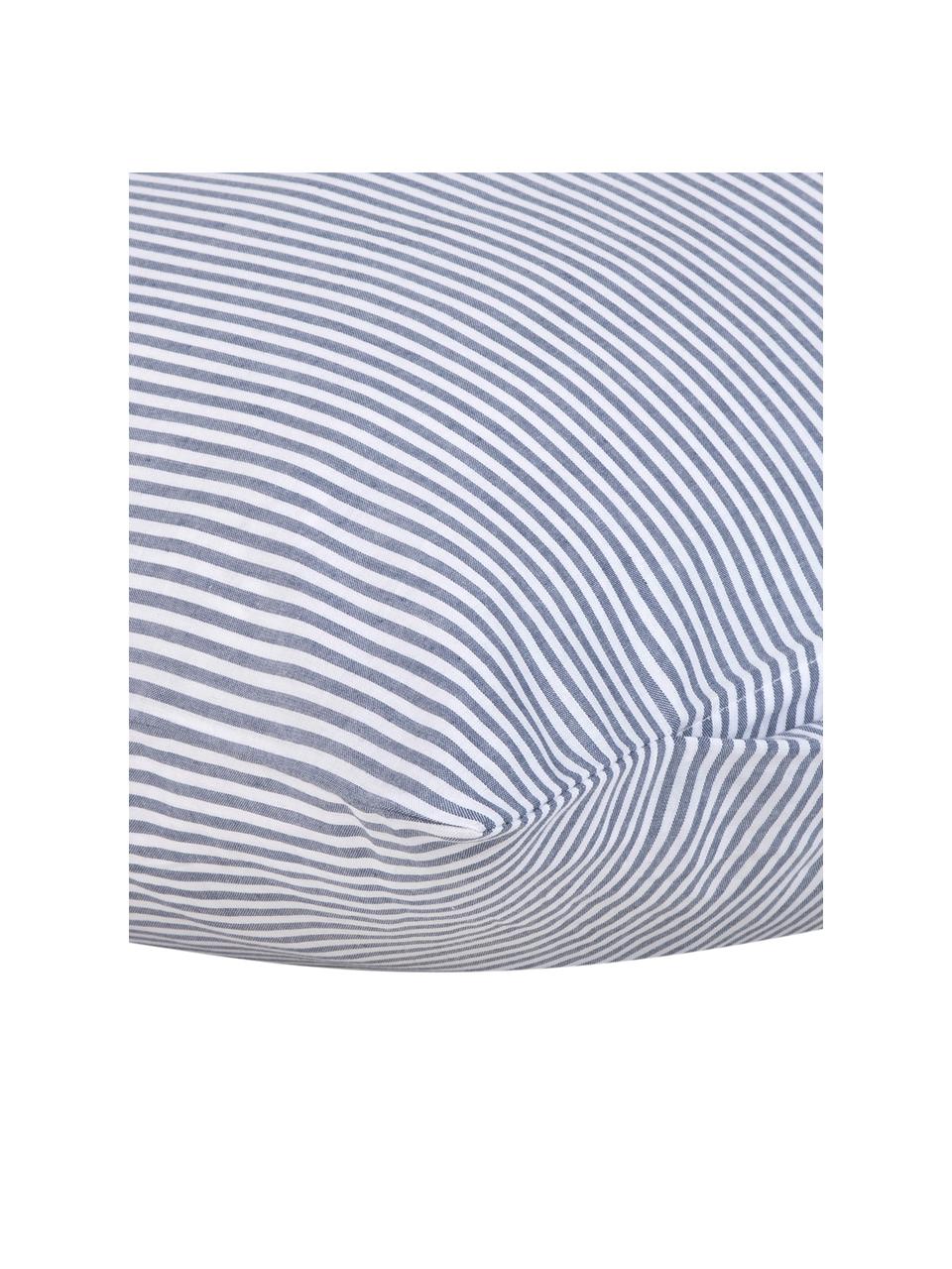 Baumwoll-Kissenbezug Ellie, fein gestreift, 65 x 65 cm, Webart: Renforcé Fadendichte 118 , Weiss, Dunkelblau, B 65 x L 65 cm