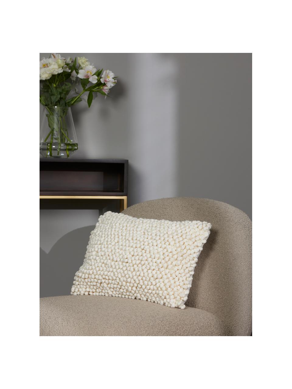 Housse de coussin rectangulaire blanc crème Iona, Beige, larg. 30 x long. 50 cm