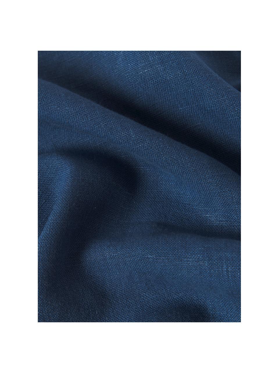 Funda de cojín de lino Lanya, 100% lino, Azul marino, An 30 x L 50 cm