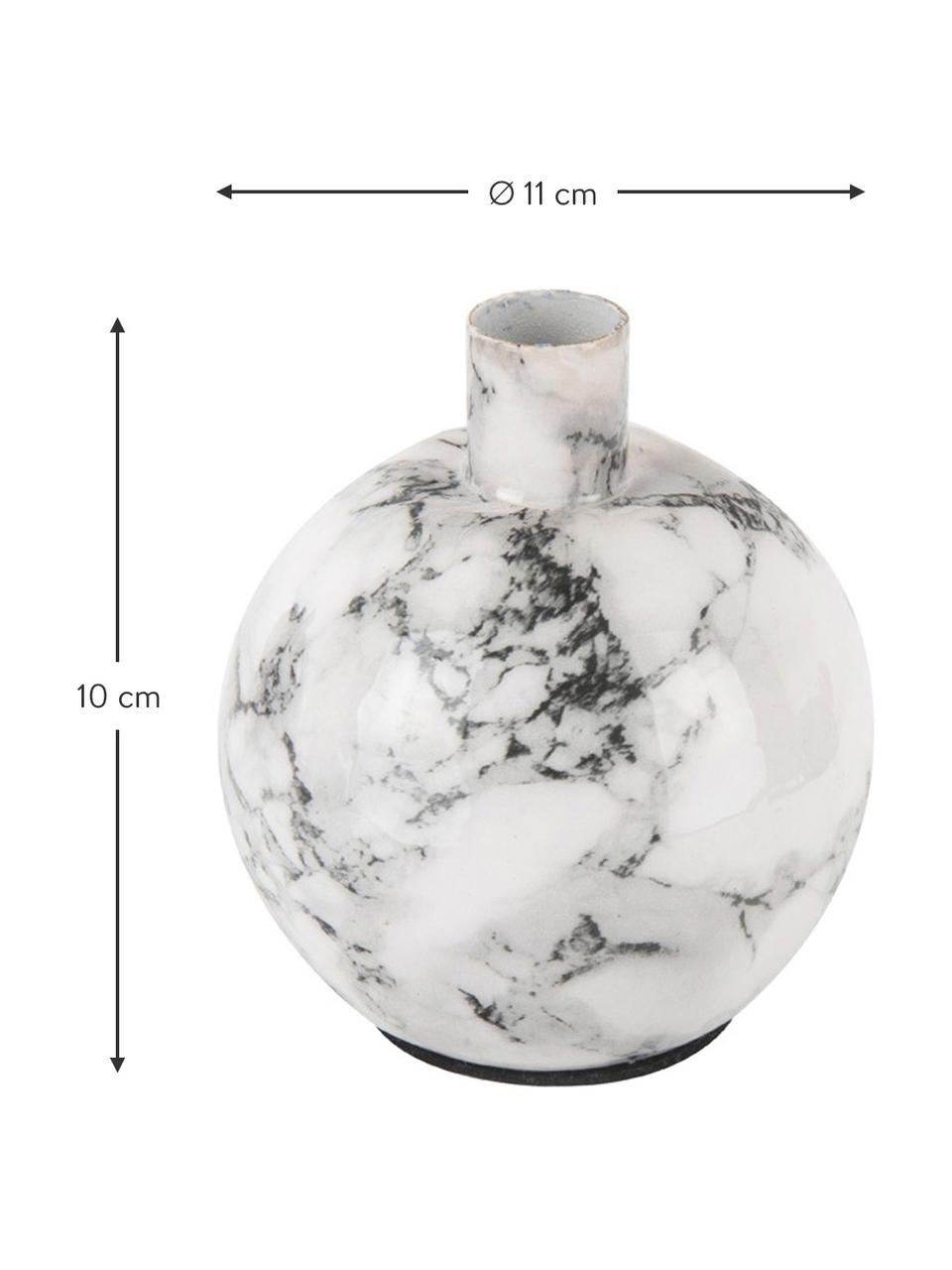 Candelabro effetto marmo bianco, Metallo rivestito, Bianco marmorizzato, Ø 11 x Alt. 10 cm