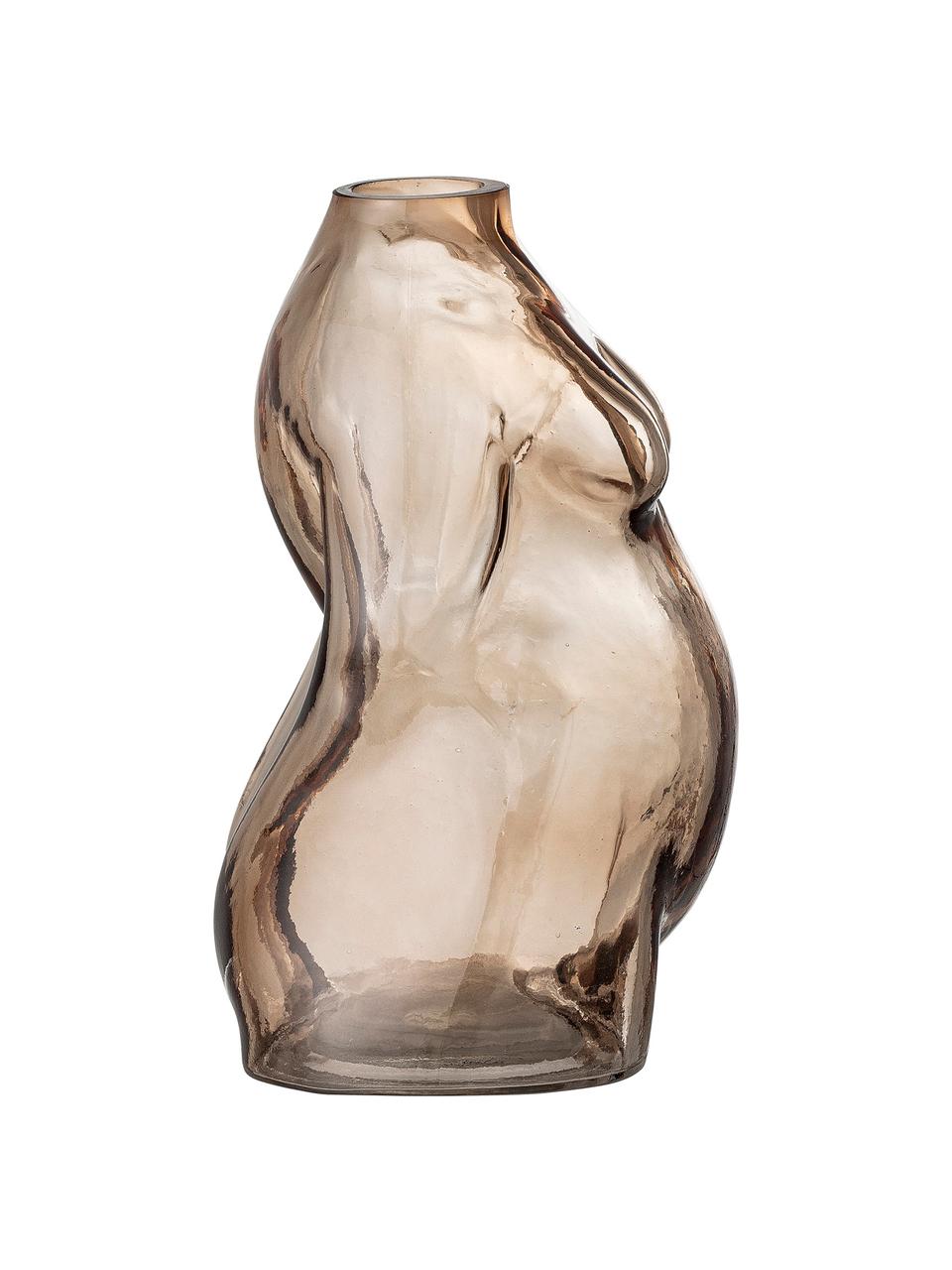 Vase verre Evie, Verre, Brun, transparent, larg. 15 x haut. 19 cm