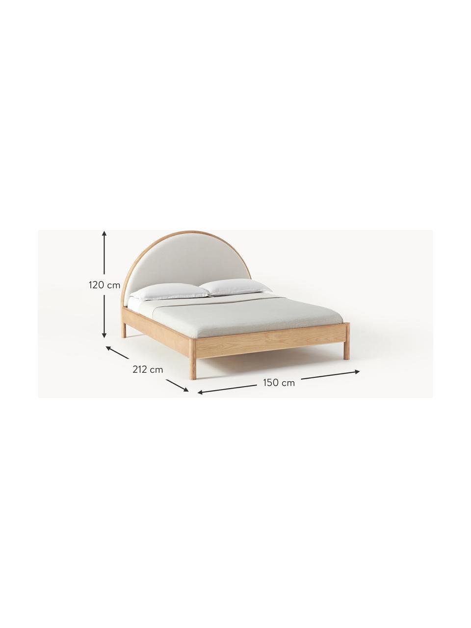 Dřevěná postel s polstrovaným čelem Sean, Béžová, světlé jasanové dřevo, Š 140 cm, D 200 cm