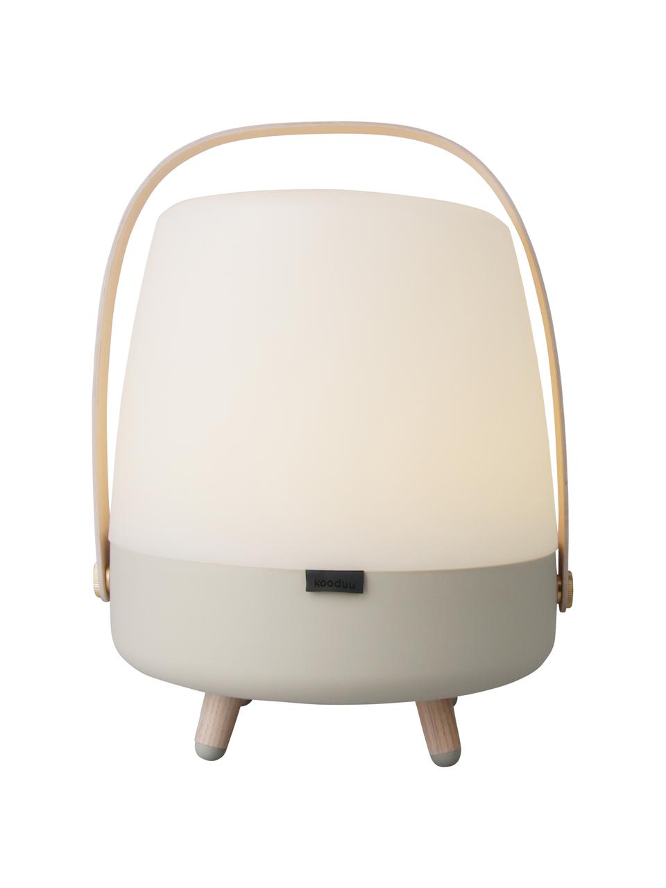 Mobile LED-Aussentischleuchte Lite-up Play mit Bluetooth-Lautsprecher, Lampenschirm: Kunststoff, Griff: Holz, Sandfarben, Transparent, Hellbraun, Ø 29 x H 40 cm