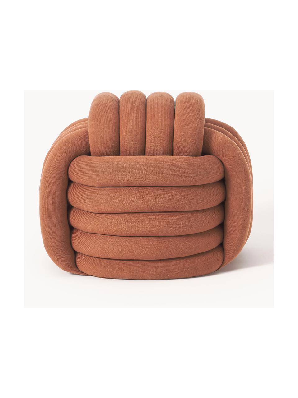 Geknoopte poef Twist, Bekleding: 100 % katoen, Terracotta, B 54 x H 45 cm