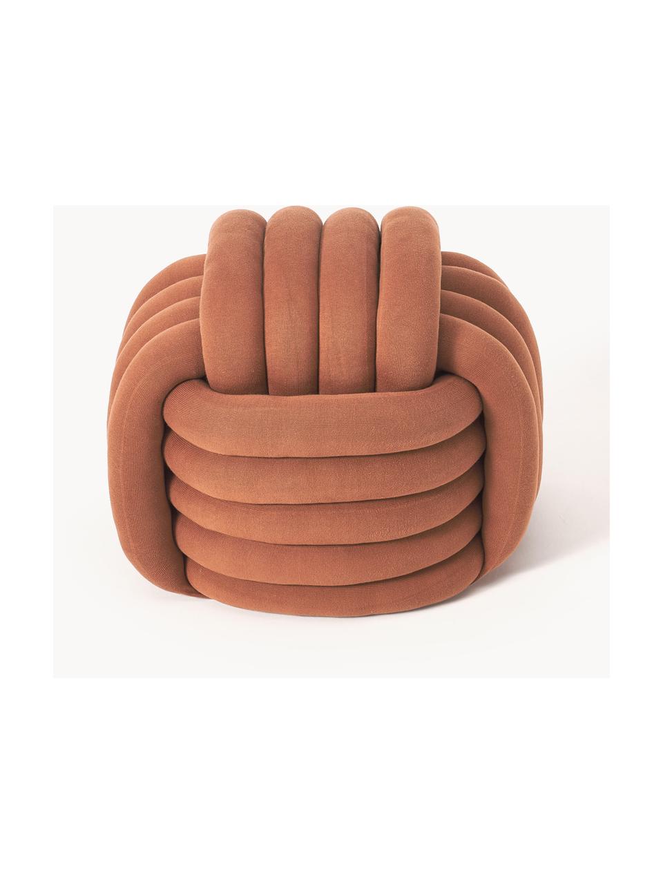 Geknoopte poef Twist, Bekleding: 100 % katoen, Terracotta, B 54 x H 45 cm