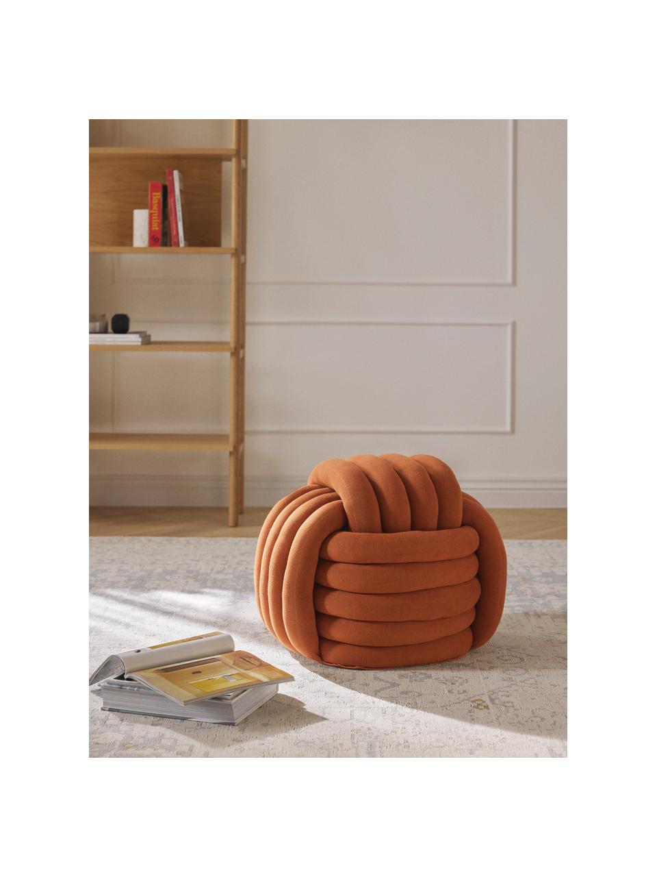 Pouf annodato Twist, Rivestimento: 100% cotone, Rosso ruggine, Larg. 54 x Alt. 45 cm