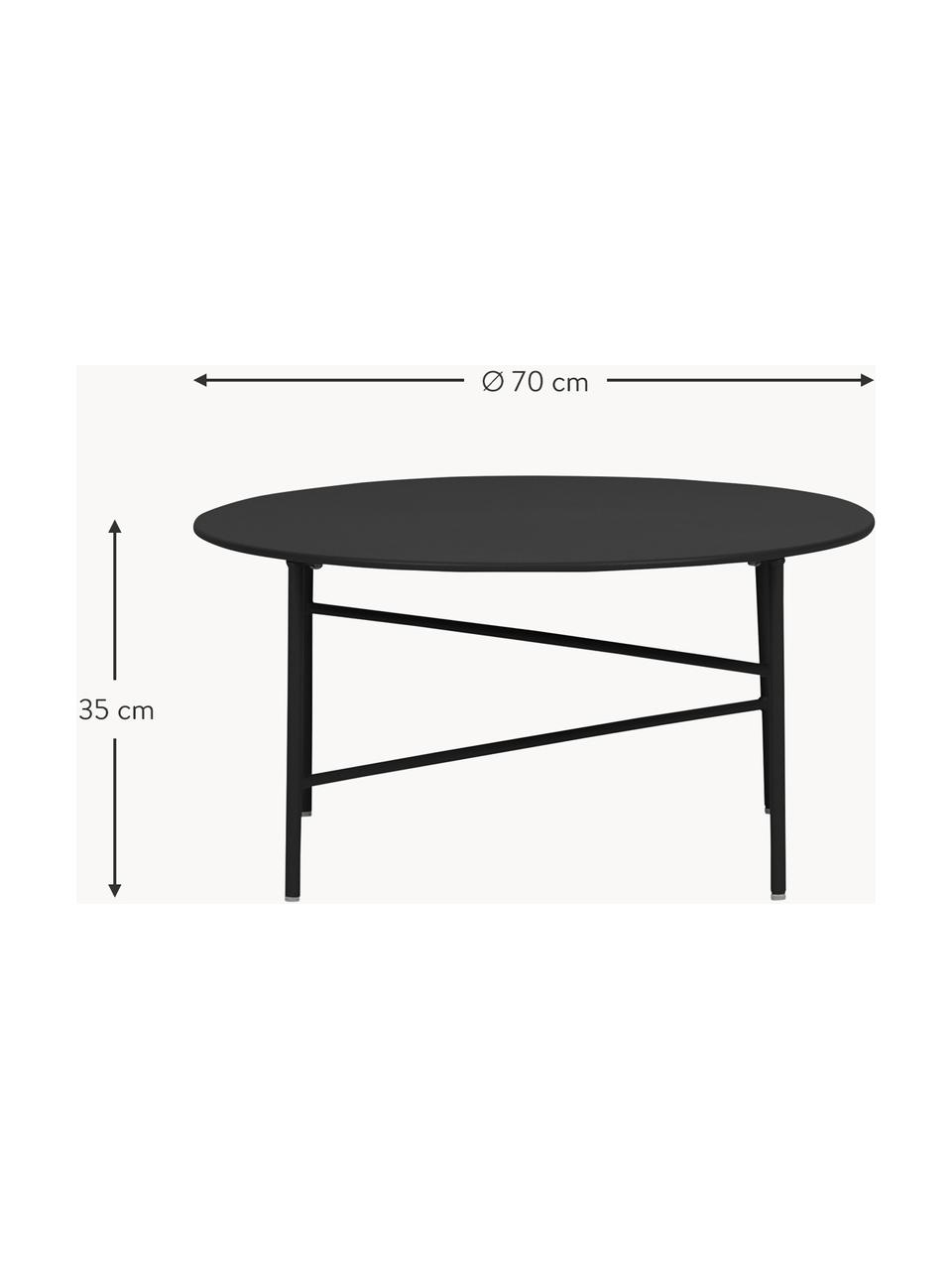 Garten-Couchtisch Vitus aus Metall, Metall, beschichtet, Schwarz, Ø 70 x H 35 cm