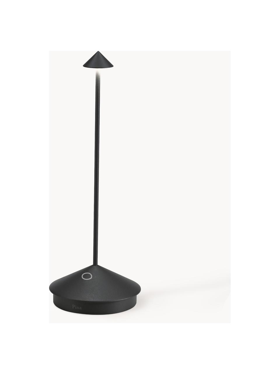 Kleine mobile LED-Tischlampe Pina, dimmbar, Schwarz, Ø 11 x H 29 cm