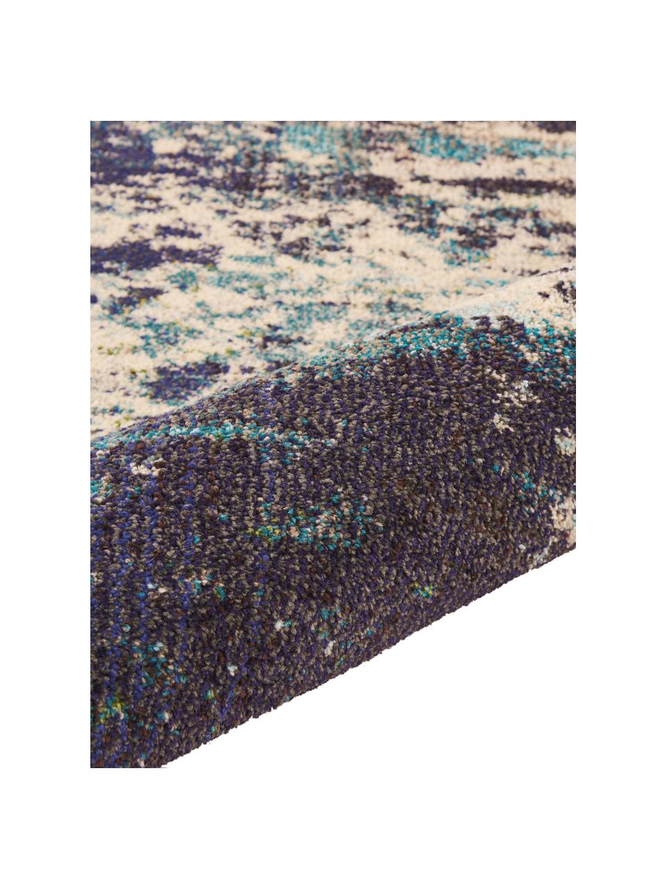 Design laagpolig vloerkleed Celestial, Bovenzijde: 100% polypropyleen, Onderzijde: jute, Beigetinten, blauwtinten, B 200 x L 290 cm (maat L)