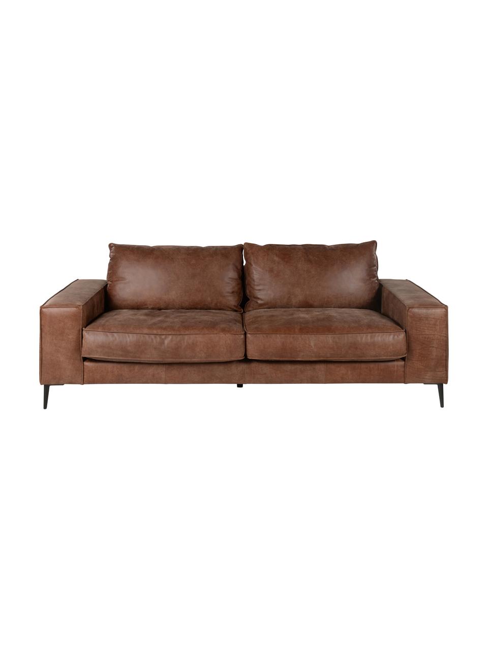 Sofa skórzana Brett (3-osobowa), Tapicerka: skóra bydlęca, gładka, Odcienie brązowego, S 215 x G 90 cm