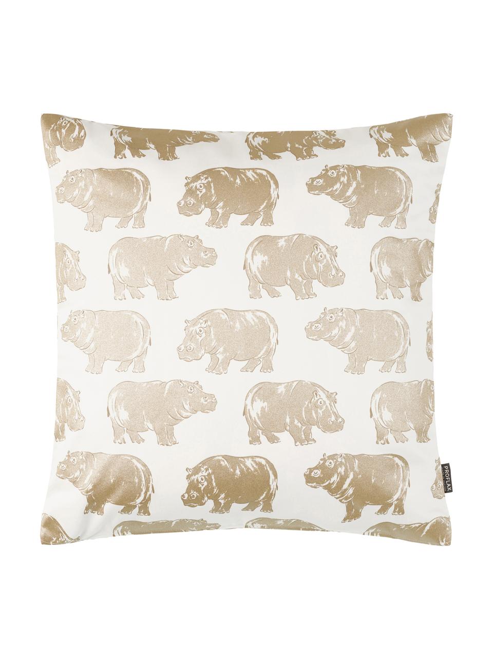 Housse de coussin 40x40 Hippo, Blanc, couleur dorée