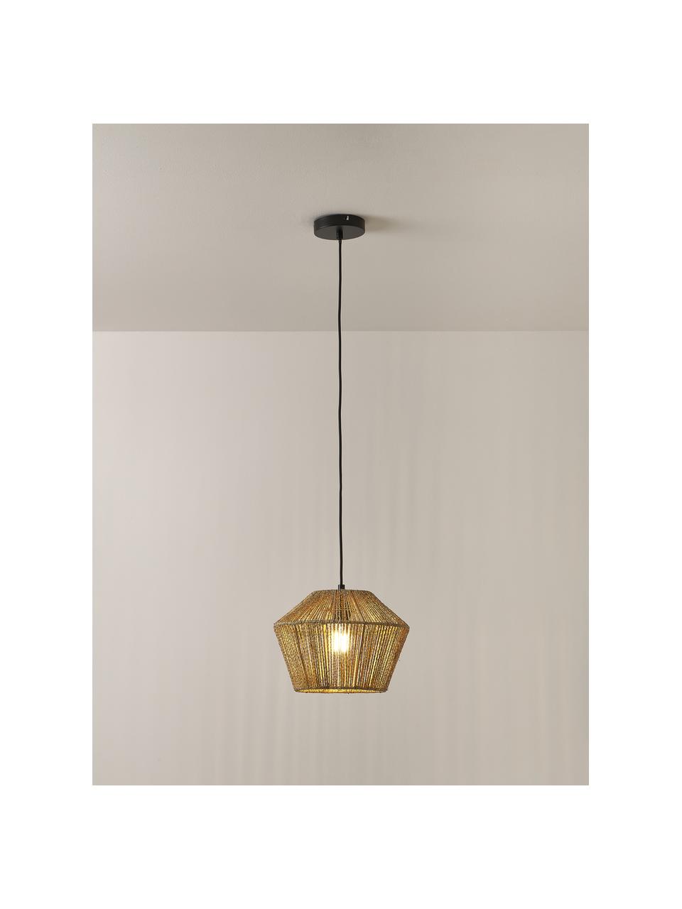 Hanglamp Mira van gevlochten henneptouw, Lampenkap: henneptouw, metaal, Bruin, Ø 30 x H 22 cm