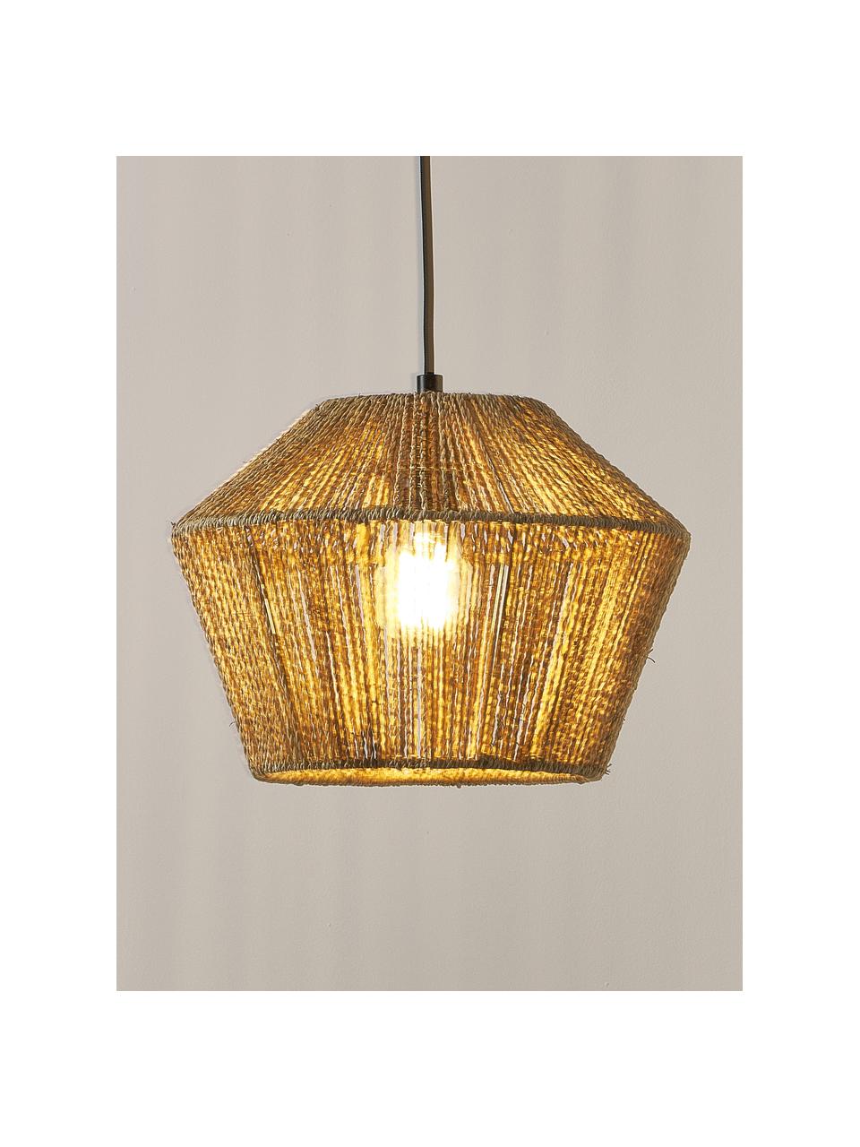 Hanglamp Mira van gevlochten henneptouw, Lampenkap: henneptouw, metaal, Bruin, Ø 30 x H 22 cm