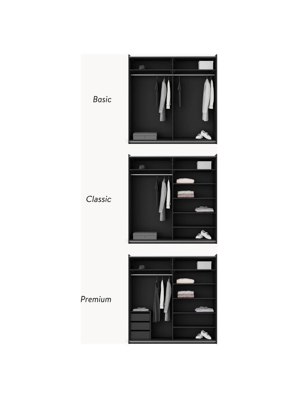 Armario modular Leon, 2 puertas correderas (200 cm), diferentes variantes, Estructura: aglomerado con certificad, Negro, Interior Basic (An 200 x Al 200 cm)