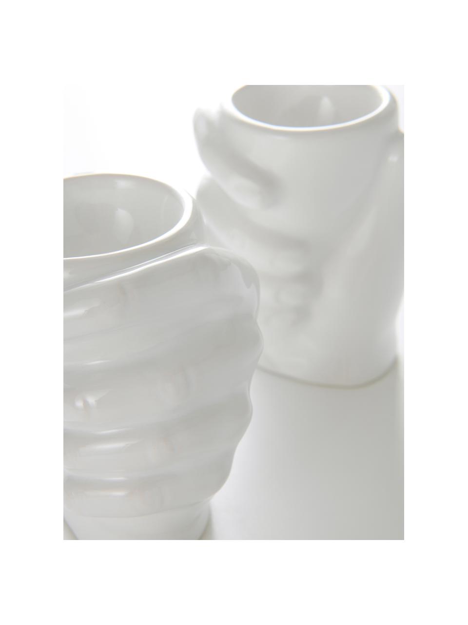 Eierdopjesset Imogen, set van 2, Porselein, Wit, Ø 5 x H 10 cm