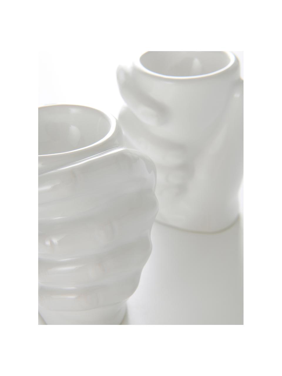 Set de soportes de huevo Imogen, 2 pzas., Porcelana, Blanco, Ø 5 x Al 10 cm