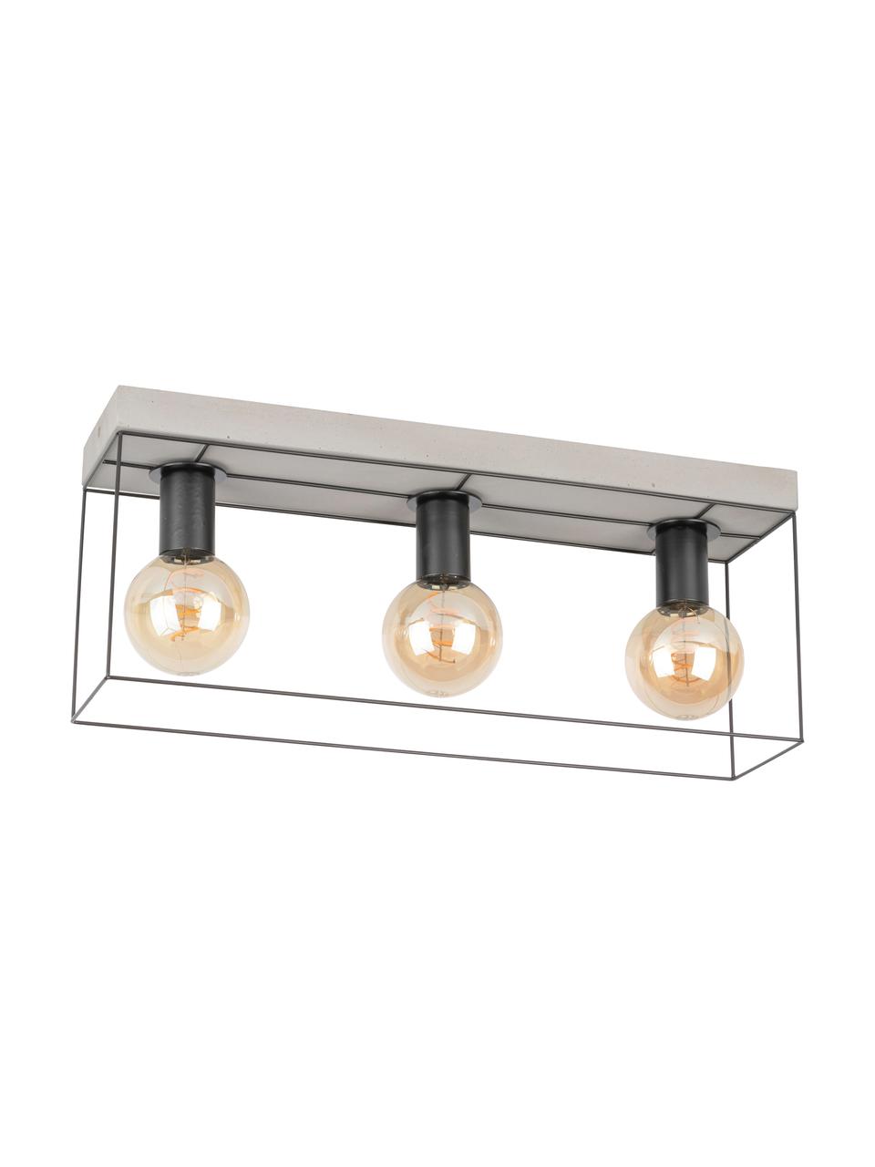 Faretti da soffitto in cemento Gretter, Struttura: metallo, Baldacchino: cemento, Grigio, nero, Larg. 55 x Alt. 23 cm